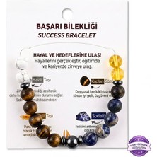 Taşmir Doğal Taş Başarı Bilekliği – Kaplan Gözü, Sodalit, Havlit ve Sitrin | Esnek Misinalı