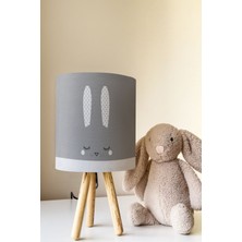 Talia Home Gri Tavşan Desenliçocuk Odası Abajur Masa Lambası TLAB-288