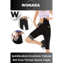 Wonara Premium Şekillendirici Inceltici Konforlu Antrenman Koşu Yürüyüş Yüksek Bel Kısa Termal Sauna Tayta
