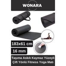 Wonara Pratik Taşıma Askılı Kaymaz Yüzeyli Çift Yönlü Fitness Yoga Matı Kamp Çadır Spor Minderi 183X61 cm