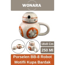 Wonara Özel Tasarım Sevgili Arkadaş Şık ve Dekoratif Hediyelik Porselen Bb-8 Robot Motifli Kupa Bardak