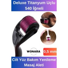 Wonara Derma Roller Titanyum Uçlu 540 Iğneli Cilt Yüz Bakım Yenileme Masaj Aleti 0,50 mm