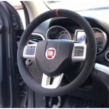Fıat Punto Nubuk Alcantara Kırmızı Yüzüklü Deri Direksiyon Kılıfı