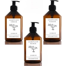 JUNIBELIW 3lü Set Amber Plastik Şişe Boş Erkek Kadın Şampuan Bebek Şampuan Etiketli Şişe 3X500 ml