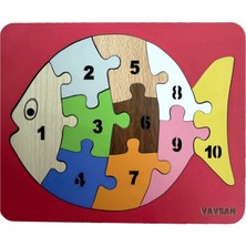 Vavsan Balık Sayı Puzzle Eğitici Oyuncak 13.5X16.5CM Eğitici Montessori Oyuncak Puzzle