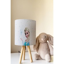Talia Home Karlar Ülkesi Mavi Elsa Desenli Çocuk Odası Abajur Masa Lambası TLAB-307