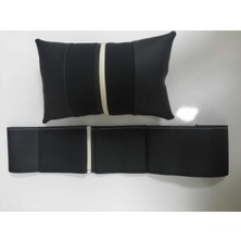 Noktalı-Nubuk Deri Direksiyon Kılıfı ve Oto Araç Seyahat Araba Boyun Yastığı Seti