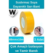 Wonara Sızdırmaz Suya Dayanıklı Sarı Renk Çok Amaçlı Tamir ve Izolasyon Bandı 10M 3 Adet