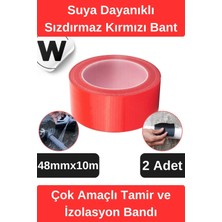Wonara Sızdırmaz Suya Dayanıklı Kırmızı Renk Çok Amaçlı Izolasyon ve Tamir Bandı 10M 2 Adet