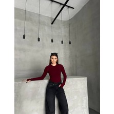 ThreeLife Store Threelife, Bisikletyaka, Bordo Basic Body, Modal Kumaş