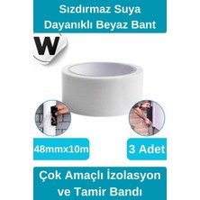 Wonara Sızdırmaz Suya Dayanıklı Beyaz Renk Çok Amaçlı Tamir ve Izolasyon Bandı 10M 3 Adet