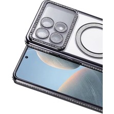 Zipax Xiaomi Poco X6 Pro Uyumlu Kılıf M-Safe Şarj Özellikli Simli Taşlı Azn-Joketaşlı