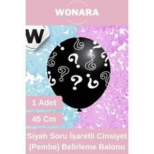 Wonara Premium Keyifli Eğlenceli Siyah Soru Işaretli Kız Erkek Çocuk Cinsiyet Belirleme Partisi Balonu Süsü
