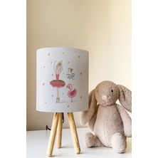 Talia Home Pembe Balerin Kız Desen Çocuk Odası Abajur Masa Lambası TLAB-106