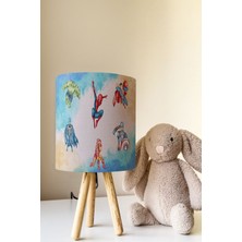 Talia Home Süper Kahramanlar Marvel Desenli Çocuk Odası Abajur Masa Lambası TLAB-315