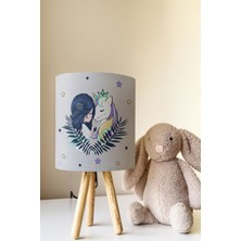 Talia Home Gri Unicorn ve Prenses Çocuk Odası Abajur Masa Lambası TLAB-203