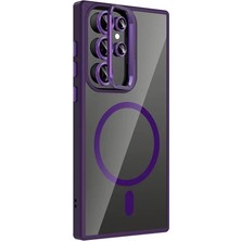 Zipax Samsung Galaxy S23 Ultra Uyumlu Kılıf M-Safe Şarj Özellikli Lensli Standlı Azn-Remim