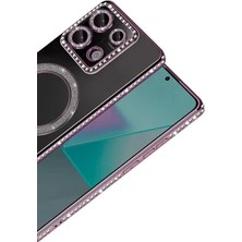 Zipax Xiaomi Redmi Note 13 Pro 4g Uyumlu Kılıf M-Safe Şarj Özellikli Simli Taşlı Azn-Joketaşlı