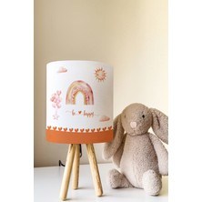 Talia Home Gökkuşağı Be Happy Desenli Çocuk Odası Abajur Masa Lambası TLAB-327