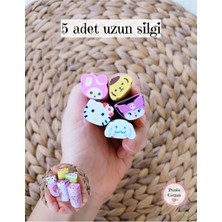 Meyra Accessories 5'li Uzun Minik Sanrio Silgi Kuromi My Melody Cinnamoroll Pompompurin Hello Kitty