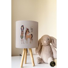 Talia Home Kızıldereli Desen Çocuk Odası Abajur Masa Lambası TLAB-044