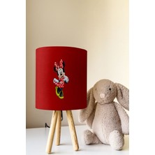 Talia Home Kırmızı Mickey Mouse Desenli Çocuk Odası Abajur Masa Lambası TLAB-052
