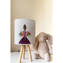 Talia Home Çiçekli Kız Desenli Çocuk Odası Abajur Masa Lambası TLAB-295