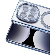 Zipax Xiaomi Redmi Note 14 Pro 4g Uyumlu Kılıf M-Safe Şarj Özellikli Simli Taşlı Azn-Joketaşlı