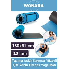 Wonara Pratik Taşıma Askılı Kaymaz Yüzeyli Çift Yönlü Fitness Yoga Matı Kamp Çadır Spor Minderi 180X61 cm