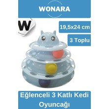 Wonara Özel Tasarım Dayanıklı Kaymaz Kauçuk Pedli 3 Toplu 3 Katlı Eğlenceli Turuncu Kedi Oyuncağı