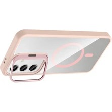 Zipax Samsung Galaxy S24 Fe Uyumlu Kılıf M-Safe Şarj Özellikli Lensli Standlı Azn-Remim