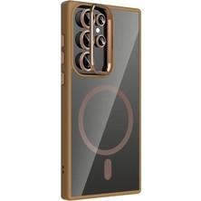 Zipax Samsung Galaxy S24 Ultra Uyumlu Kılıf M-Safe Şarj Özellikli Lensli Standlı Azn-Remim