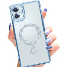 Zipax Samsung Galaxy A06 Uyumlu Kılıf M-Safe Şarj Özellikli Simli Taşlı Azn-Joketaşlı