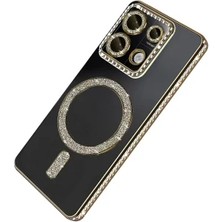 Zipax Xiaomi Redmi 13C Uyumlu Kılıf M-Safe Şarj Özellikli Simli Taşlı Azn-Joketaşlı