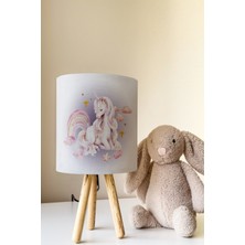 Talia Home Mor Unicorn Desenli Çocuk Odası Abajur Masa Lambası TLAB-321