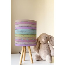 Talia Home Renkli Şeritli Desenli Çocuk Odası Abajur Masa Lambası TLAB-292