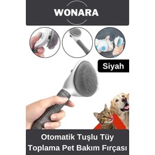 Wonara Özel Üretim Otomatik Tuşlu Tüy Toplama Tarağı Kedi Köpek Için Kolay Temizlenen Pet Bakım Fırçası