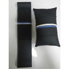 Deri Direksiyon Kılıfı ve Oto Seyahat Araç Araba Boyun Yastığı Seti Nubuk-Noktalı