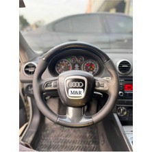 Audi A3 Orjinal Tam Kaplama Parlak Kristal Karbon Deri Direksiyon Kılıfı