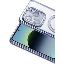 Zipax Xiaomi Redmi Note 14 4g Uyumlu Kılıf M-Safe Şarj Özellikli Simli Taşlı Azn-Joketaşlı