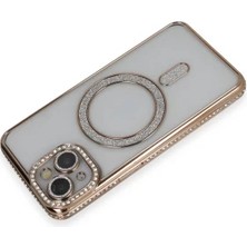 Zipax Apple iPhone 13 Uyumlu Kılıf M-Safe Şarj Özellikli Simli Taşlı Azn-Joketaşlı