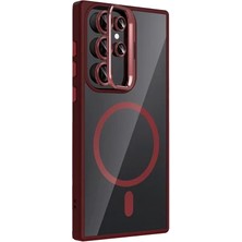 Zipax Samsung Galaxy S24 Ultra Uyumlu Kılıf M-Safe Şarj Özellikli Lensli Standlı Azn-Remim