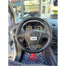 Ford Courier Tuşsuz Orjinal Tam Kaplama Parlak Kristal Karbon Deri Direksiyon Kılıfı