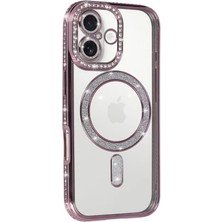 Zipax Apple iPhone 17 Uyumlu Kılıf M-Safe Şarj Özellikli Simli Taşlı Azn-Joketaşlı