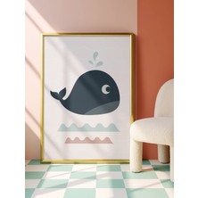 Fuart.Co Mavi Balina Temalı Çocuk Odası Posteri Kuşe Baskı (Çerçevesiz) CCFU