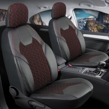 Ford Escort Yarı Deri Oto Koltuk Kılıfı Ön Arka Set Siyah Kırmızı Lotus Seri Şhn