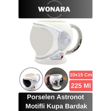 Wonara Özel Tasarım Sevgili Arkadaş Şık ve Dekoratif Hediyelik Porselen Astronot Motifli Kupa Bardak