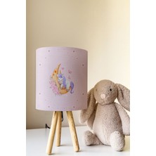 Talia Home Pembe Uyuyan Unicorn Desenli Çocuk Odası Abajur Masa Lambası TLAB-080