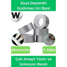 Wonara Sızdırmaz Suya Dayanıklı Gri Renk Çok Amaçlı Tamir ve Izolasyon Bandı 10M 5 Adet