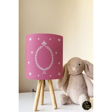 Talia Home Pembe Çelenk Desenli Çocuk Odası Abajur Masa Lambası TLAB-017